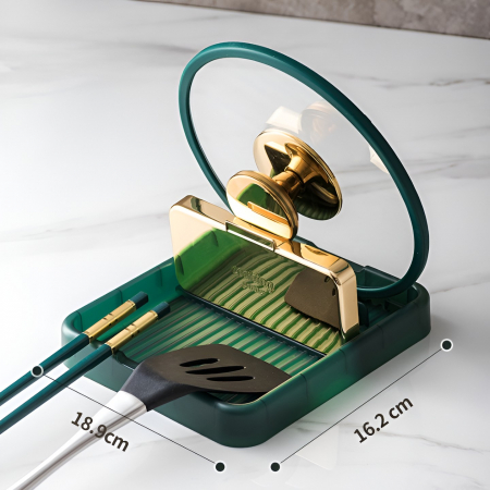Suport Pliabil, , pentru Capace, Linguri, Multifunctional, Plasare pe Blatul de Bucatarie, 18.9x16.2x2.6 cm, Verde [7]
