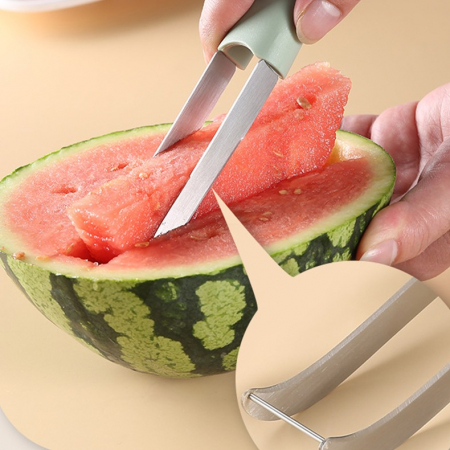 Taietor Decojitor pentru Pepene, , pentru Legume si Fructe, Multifunctional, Set din 3 Parti, Otel Inoxidabil si Plastic PP, 22.5 x 7 cm Verde [3]