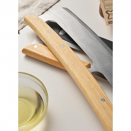 Taietor Feliator de Pizza, , din Otel Inoxidabil, cu Capac, Maner din Lemn, Antialunecare, Lama Neteda si Ascutita, 34x10 cm, Maro [6]