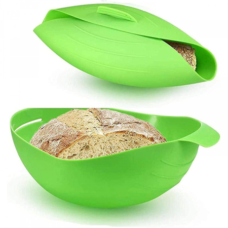 Tava de Copt pentru Cuptor, , pentru Paine, Peste, Legume, din Silicon, Pliabila, Multifunctionala, Forma pentru Preparare si Gatiere, 24.5x9 cm, Verde [4]