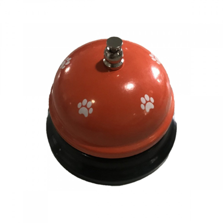 Articole pentru Casa Engros - Clopotel Metalic Multifunctional, , Rosu cu Imprimeu Labuta Alba, 7.5 x 7.5 x 6.5  cm, Dresaj, Receptie, Restaurante