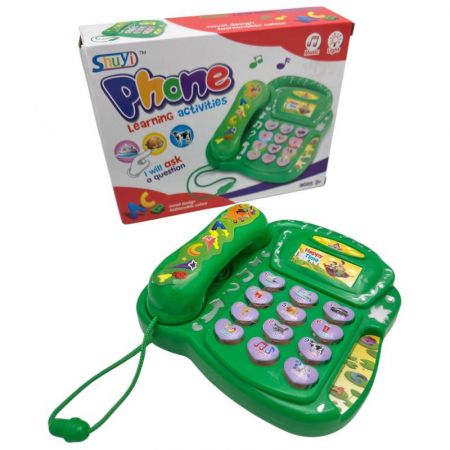Telefon fix de jucarie verde din plastic 15x5 cm – model clasic pentru copii, ideal pentru jocuri de rol si imaginatie,  [1]