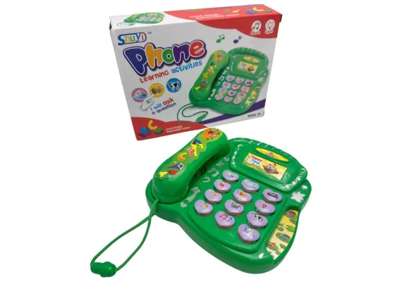 Articole pentru copii Engros - Telefon fix de jucarie verde din plastic 15x5 cm – model clasic pentru copii, ideal pentru jocuri de rol si imaginatie, 