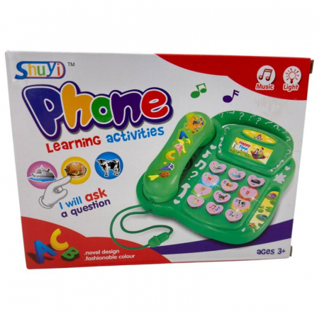 Telefon fix de jucarie verde din plastic 15x5 cm – model clasic pentru copii, ideal pentru jocuri de rol si imaginatie,  [2]