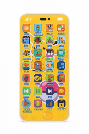 Telefon interactiv copii, jucarie educativa cu sunete si lumini, model tematic galben, 3+ ani, 17.5x10.5cm [1]