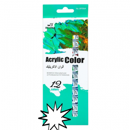 Tempera acrilica Bomei 12 culori x 12ml – set complet pentru pictura si proiecte creative,  [1]