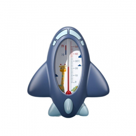 Articole pentru Casa Engros - Termometru pentru Baie, , Plutitor, Rezistent la apa, Multifunctional, Model Avion, 11x10x4 cm, Albastru
