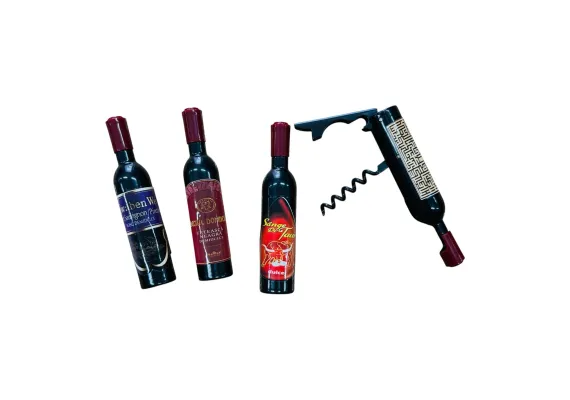 Bacanie Engros - Tirbuson forma sticla de vin 12cm – desfacator creativ si compact, model combinat, ideal pentru cadouri si accesorii bar, 