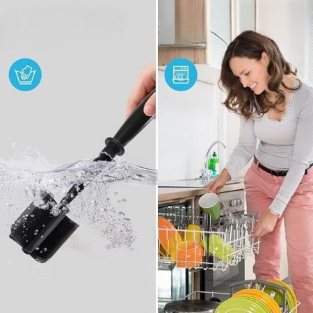 Tocator de Carne Manual, , cu Lama pentru Tocarea si Amestecarea Carnii, 28x6cm, cu 5 Lame Curbate, Rezistent la Caldura, Multifunctional, Plastic Rezistent, Negru [4]