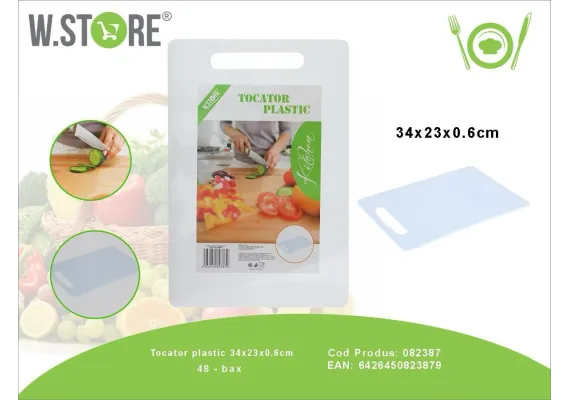 Articole pentru Casa Engros - Tocator din plastic rezistent pentru bucatarie 34x23x0.6 cm – Tocator alimentar pentru legume, fructe si carne, usor de curatat si igienic, 