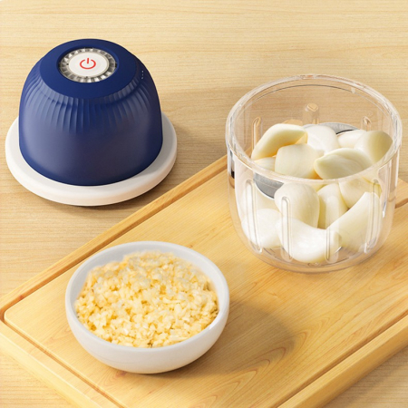 Tocator Electric pentru Bucatarie, , Model Presa Electrica pentru Legume Fructe Carne Umpluturi Sosuri, Otel Inoxidabil, 14 x 10.5 x 10.5 cm, 350 ml, Albastru Inchis [2]