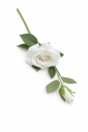 Trandafir artificial, 45 cm, Fir cu boboc, Alb [1]