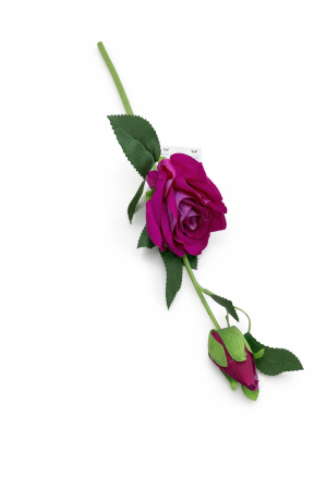 Flori Artificiale - Trandafir artificial, 45 cm, Fir cu boboc, Mov