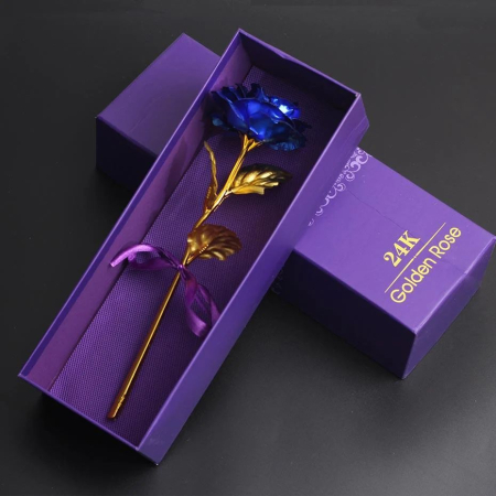 Trandafir decorativ albastru in cutie eleganta, cadou premium cu punguta inclusa [1]
