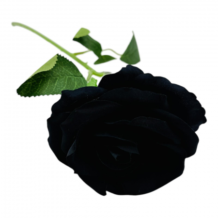 Trandafir elegant artificial, 51cm, calitate superioara, negru intens,   [2]