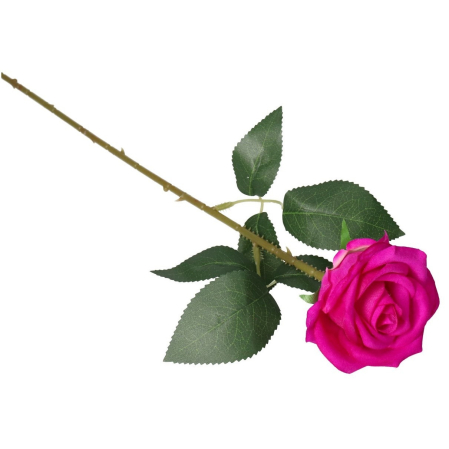 Articole pentru Casa Engros - Trandafir roz intens artificial premium din matase – aspect natural, 45 cm, floare decorativa eleganta pentru cadouri si aranjamente