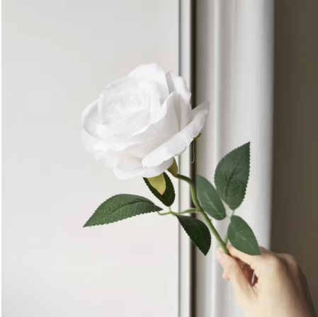 Articole pentru Casa Engros - Trandafir alb artificial premium din matase – aspect natural, 45 cm, floare decorativa eleganta pentru cadouri si aranjamente