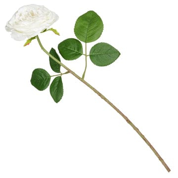 Articole pentru Casa Engros - Trandafir alb artificial premium din matase – aspect natural, 45 cm, floare decorativa eleganta pentru cadouri si aranjamente
