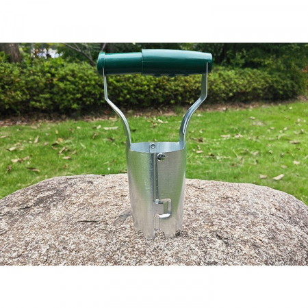 Transplantator Agricol Cilindric, , din Otel si Plastic, 6 cm Diametru, cu Maner Flexibil, 23 x 6 x 13 cm, Verde [4]