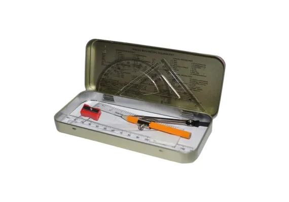 Truse geometrie, compasuri și rigle Engros - Trusa de geometrie Marshal metalica 8 piese – set complet pentru scoala si desen tehnic, 