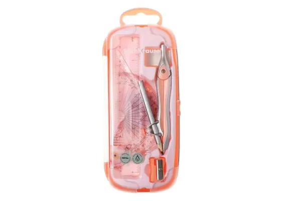 Truse geometrie, compasuri și rigle Engros - Trusa de geometrie Yalong Pastel 8 piese – set colorat si complet pentru scoala si desen tehnic, 
