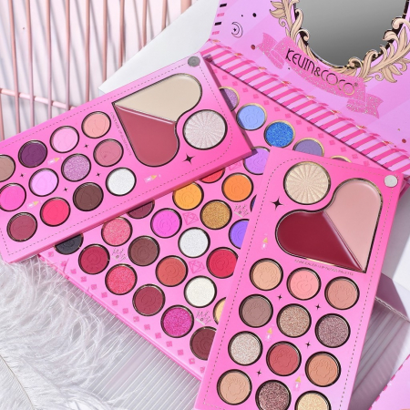 Trusa de Machiaj, KEVIN & COCO, Princess Palette. Fard de Pleoape, Iluminator, Corector, Ruj, 79 culori, 19.7 x 20 x 2 cm [3]
