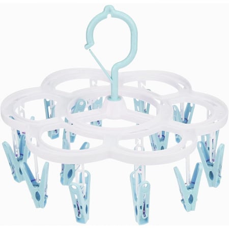 Curatenie, Organizare si Depozitare Engros - Uscator de Rufe Suspendat , cu 16 Carlige, Rotire 360 Grade, Mateiral Plastic, Usor de Depozitat, Multifunctional, 26 x 21 cm, Albastru