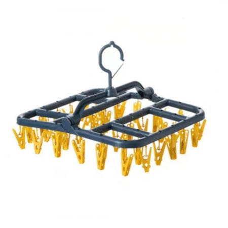 Curatenie, Organizare si Depozitare Engros - Uscator de Rufe Suspendat , cu 40 Carlige, Rotire 360 Grade, Protectie Vant, Pliabil, Patrat, Mateiral Plastic, Usor de Depozitat, Multifunctional, 36 x 24 cm, Albastru/Galben