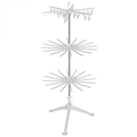 Curatenie, Organizare si Depozitare Engros - Uscator de Rufe Vertical, , 3 Niveluri, Pliabil, din ABS+PP+Otel Inoxidabil, Rotire 360 Grade, 178.7 x 75 cm, Alb