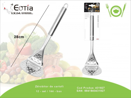Zdrobitor de cartofi 28 cm din inox – Presa manuala rezistenta pentru piure, legume si fructe fierte,  [1]