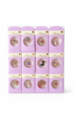 Martisoare - Set 24 Brose Martisor Metalice cu Snur Traditional, Ambalate Individual, Cadou 1 Martie 11x6 cm