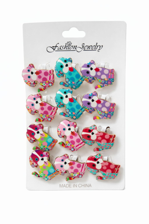 Martisoare - Set 12 brose martisor catei colorati, modele vesele, 15x9cm