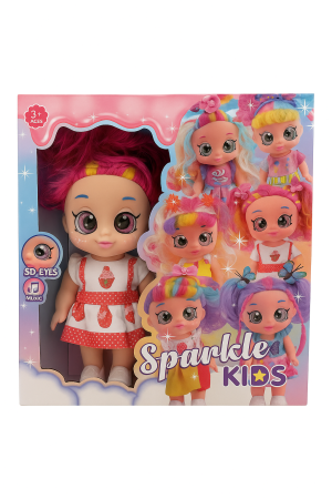 Papusi si accesorii - Papusa Sparkle Kids cu ochi mari SD-Eyes si functie muzicala, model colorat, 3+ ani