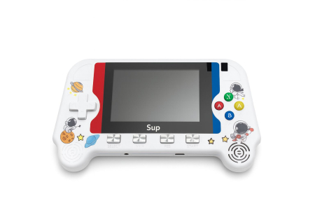 Console si aparate foto - Consola portabila jocuri retro SUP F3 alb cu 500 jocuri clasice, 17x12x4cm