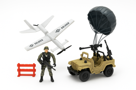 Vehicule, masinute, avioane, tancuri - Set Jucarii Militari Special Combat – Avion, Barca, Vehicul Tactic si Soldat, 27x23 cm