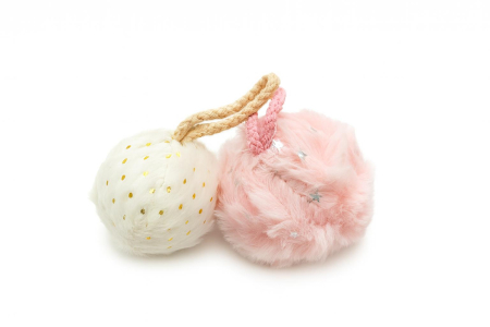 Globuri - Set 12 globuri decor pufoase 6 cm per glob, culori combinate cu snur textil