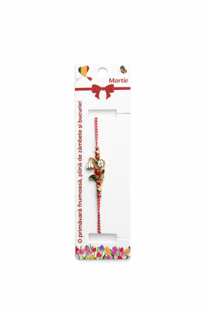 Bratara Martisor - Set 12 Bratari Martisor Ghiocel cu Floare Alba si Buburuza, snur reglabil