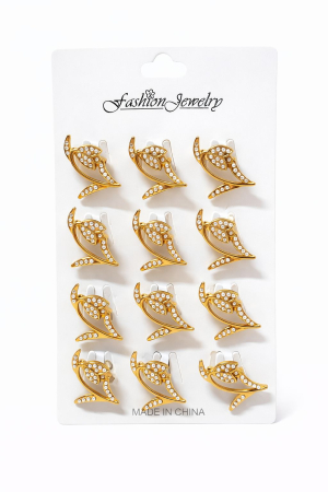 Brosa Martisor - Set 12 brose martisor ghiocel auriu cu perlute albe, simbol puritate si primavara 15x9cm