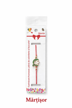 Bratara Martisor - Set 12 bratari martisor cu simbol ghiocel si snur rosu alb, ambalate individual