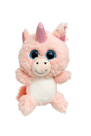 Jucarii de plus - Unicorn Plus Roz 25 cm – Jucarie Pufoasa cu Ochi Mari si Corn Stralucitor