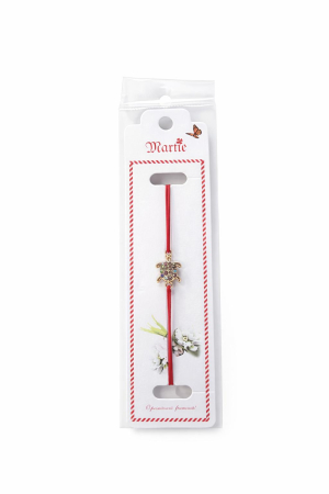 Bratara Martisor - Set 24 bratari martisor cu snur rosu elastic, broscuta testoasa aurie cu strasuri
