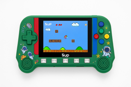 Console si aparate foto - Consola retro portabila F3 cu 500 jocuri clasice, ecran 3.5 inch, verde, 17x12x4cm