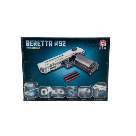 Jocuri si Jucarii - JOC DE CONSTRUCTIE PENTRU COPII MODEL PISTOL BERETTA M92, 349 PIESE, 36.5x27.5cm