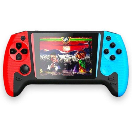 Console si aparate foto - Consola portabila Q21 retro cu ecran mare color si jocuri multiple rosu-albastru, 17x10x6cm
