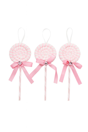 Globuri - Set 12 decoratiuni acadea roz pentru brad, 23 cm, model candy decor Craciun