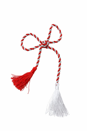 Martisoare - Snur martisor traditional alb rosu lucios impletit 65 cm