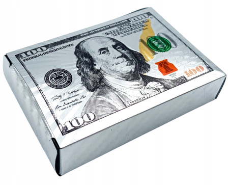 Jocuri Clasice - Carti de Joc Luxury cu Cutie Tip 100 USD, Set Premium Metalic, Poker Edition