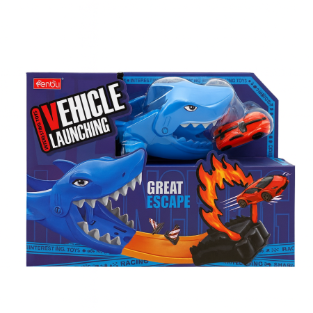 Vehicule, masinute, avioane, tancuri - Set Lansator Masinute Shark Attack – Vehicle Launching, Great Escape – 30x20 cm