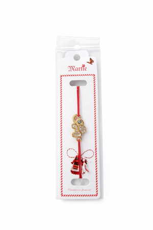 Bratara Martisor - Set 24 bratari martisor cu snur rosu elastic, elefant auriu cu strasuri