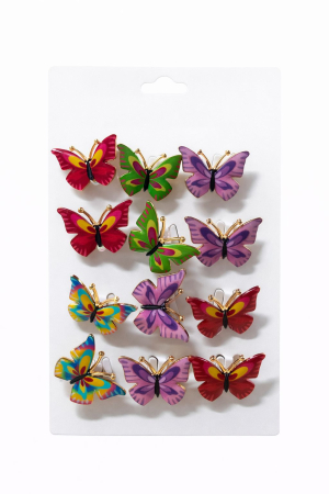 Martisoare - Set 12 brose martisor fluture colorat primavara 15x9cm